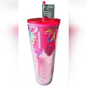 Starbucks Holiday 2023 tumbler dripping w/curled ribbon & color changing design